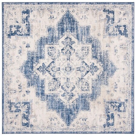 Safavieh Brentwood Power Loomed Square Area Rug Ivory & Navy - 6 ft.-7 in. x 6 ft.-7 in. BNT865A-7SQ